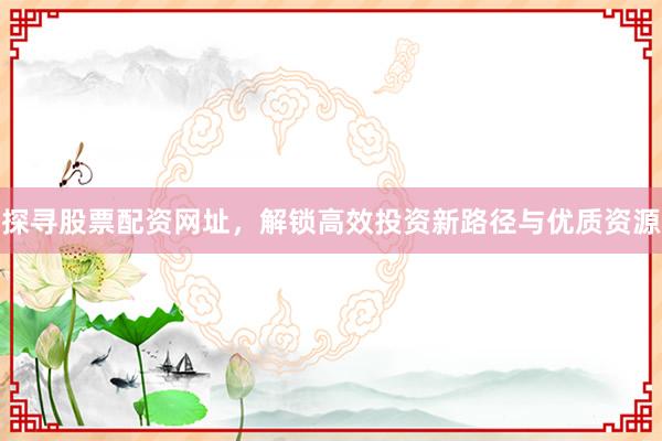 探寻股票配资网址，解锁高效投资新路径与优质资源
